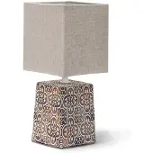 Aigostar keramische tafellamp, E14, vintage lamp voor nachtkastje, bijzettafel, nachtlamp, stoffen kap, retro, grappig
