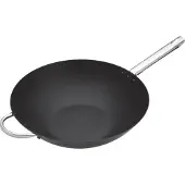 Masterclass Professionele grote wok met antiaanbaklaag, van koolstofstaal, geschikt voor inductiekookplaten, kleur: zwart, diameter: 35,5 cm (14 inch)