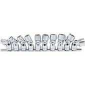 Bgs Dopsleutel + dopmoer, Kruiskoppeling dopsleutelset, zeskant 10 mm (3/8") aandrijving 10 - 19 mm 10 stuks.
