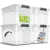 Juskys Opbergbox / Opslagdoos 30 L - Kunststof - 4-Delig - Incl. Deksel