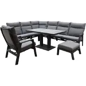 AVH-Collectie Pacific hoek dining loungeset 7 delig aluminium verstelbaar