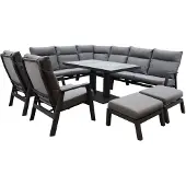 AVH-Collectie Pacific hoek dining loungeset 9 delig aluminium verstelbaar