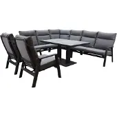 AVH-Collectie Pacific hoek dining loungeset 7 delig aluminium verstelbaar antraciet