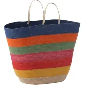 J-Line tas/mand gestreept zeegras - 84 x 30 x 58 cm - multicolore