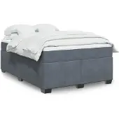 vidaXL Boxspring met matras fluweel donkergrijs 140x200 cm