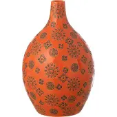J-Line vaas Billy porselein oranje/zwart - 24 cm - 35 cm