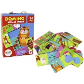 Lean Toys Dubbelzijdige domino-puzzel met dieren - 28-delige puzzel