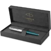 Parker 51 Balpen | Teal Blau Barrel met Chroomafwerking | Medium Punt met Zwarte Navulling | Cadeaubox