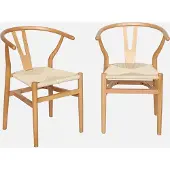 Sweeek Vintage stoel van beukenhout en touw (set van 2) Naturel