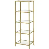 Songmics Glazen plank – 5 lagen – 40 x 30 x 124,5 cm – Goud