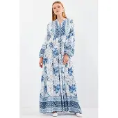 Bigdart Geprinte V-hals Maxi-jurk