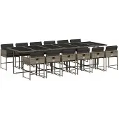 vidaXL 13-delige Tuinset met kussens poly rattan grijs