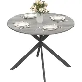 HOMCOM Eettafel-Spaanplaat, Staal-100L x 100B x 75H cm-Grijs