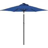 vidaXL Parasol met LED's en stalen paal 225x225x212 cm azuurblauw