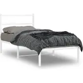 vidaXL Bedframe met hoofdbord metaal wit 90x200 cm