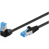 Wentronic Netwerkkabel | Cat6a S/FTP | 10 meter (1x Haaks, Zwart)