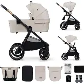 Kinderkraft NEA 2 2-in-1 kinderwagen tot 27 kg omkeerbaar opvouwbaar all-terrain met wieg schokdempers XL wielen beige.
