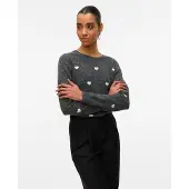 Vero Moda Trui 'VMDoffy' grijs gemêleerd / wit