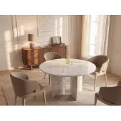 Vente-unique Ronde eettafel voor 6 personen - Wit marmereffect - TOPANIA