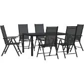 vidaXL 7-delige tuinset, zwart, aluminium