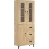 vidaXL Hoge kast 69,5x34x180 cm bewerkt hout sonoma eikenkleurig