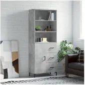 vidaXL Hoge kast 69,5x34x180 cm bewerkt hout betongrijs