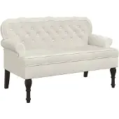 vidaXL Bankje met rugleuning 119,5x64,5x75 cm fluweel crèmekleurig