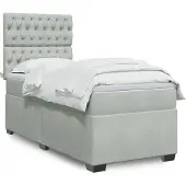 vidaXL Boxspring met matras fluweel lichtgrijs 90x190 cm