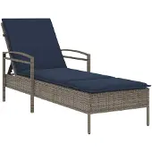 vidaXL Ligbed met kussen grijs 63x200x81 cm poly rattan
