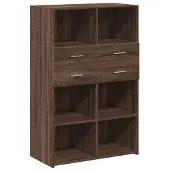 vidaXL Hoge kast 80x42,5x124 cm bewerkt hout bruin eikenkleurig