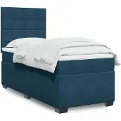 vidaXL Boxspring met matras fluweel blauw 90x200 cm
