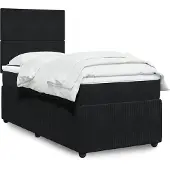 vidaXL Boxspring met matras fluweel zwart 100x200 cm
