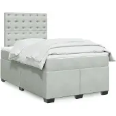 vidaXL Boxspring met matras fluweel lichtgrijs 120x200 cm