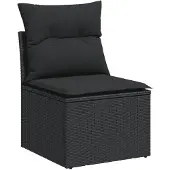 vidaXL 4-delige tuinmeubelset met kussens, zwart, polyrotan
