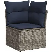 vidaXL 8-delige tuinmeubelset met kussens, grijs, polyrotan