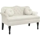 vidaXL Bankje met kussens 120,5x65x75 cm fluweel crèmekleurig