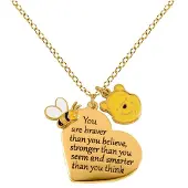 Winnie the Pooh - Disney Halsketting - You Are Braver Than You Believe - goudkleurig - Maat Standard