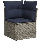 vidaXL 8-delige tuinmeubelset met kussens, grijs, polyrotan