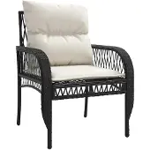 vidaXL 4-delige tuinmeubelset met kussens, zwart, polyrotan