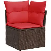 vidaXL 7-delige Loungeset met kussens poly rattan acacia bruin