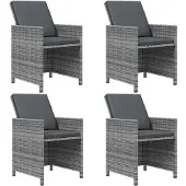 vidaXL 9-delige tuinset met kussens, grijs, van polyrotan