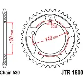 JT Sprockets 530 Jtr1800.44zbk Steel Achtertandwiel