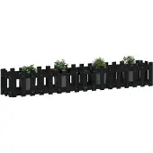 vidaXL Plantenbak verhoogd hekontwerp 200x30x30 cm grenenhout zwart
