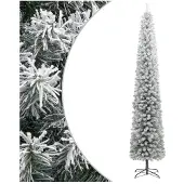 vidaXL Kunstkerstboom smal met standaard en sneeuw 270 PVC