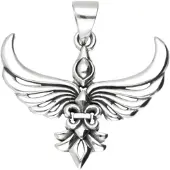 MOOYE ® - Collectie Zilveren Feniks met fleur de lis kettinghanger