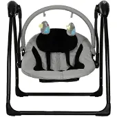 Qute Schommelstoel Q-Swing Softgrey Uil / Zwart Frame