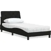 vidaXL Bed met matras stof zwart 90x200 cm