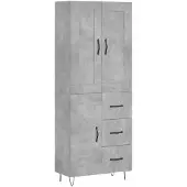 vidaXL Hoge kast 69,5x34x180 cm bewerkt hout betongrijs