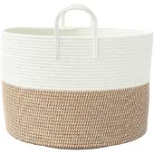 vidaXL Opbergmand Ø 51x33 cm katoen bruin en wit