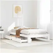 vidaXL Bedframe zonder matras massief grenenhout wit 90x190 cm